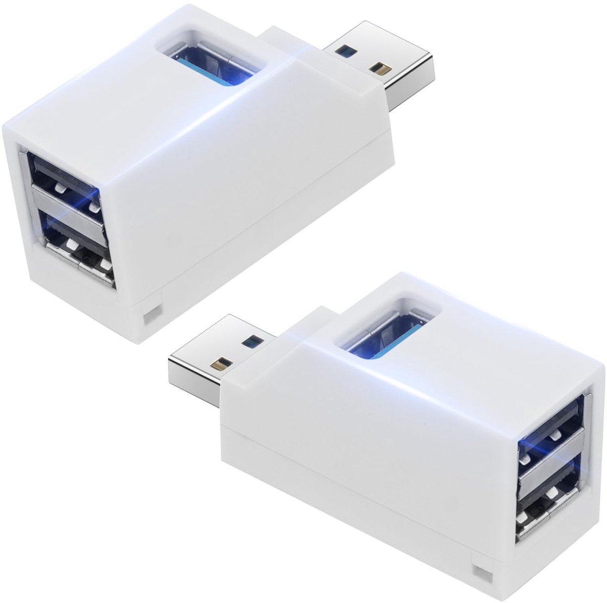 Dailygoods - Set van 2 Mini USB Hubs met 1x USB 3.0 en 2x USB 2.0 Poorten