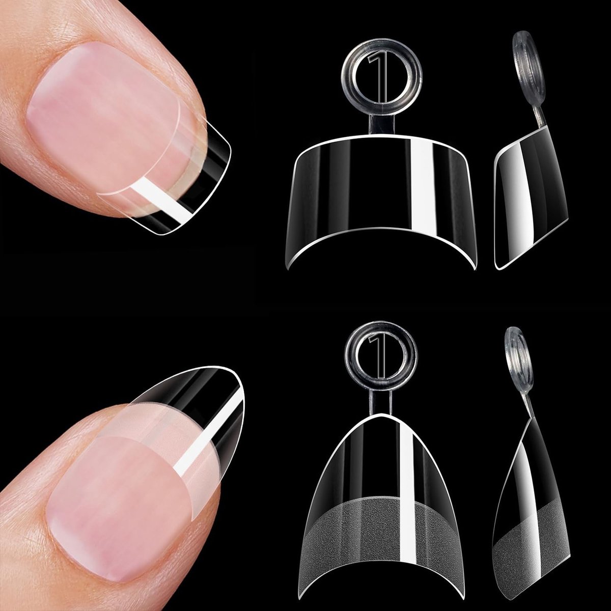 Dailygoods - 480 Stuks Acrylnagels en Nageltips Transparant Set
