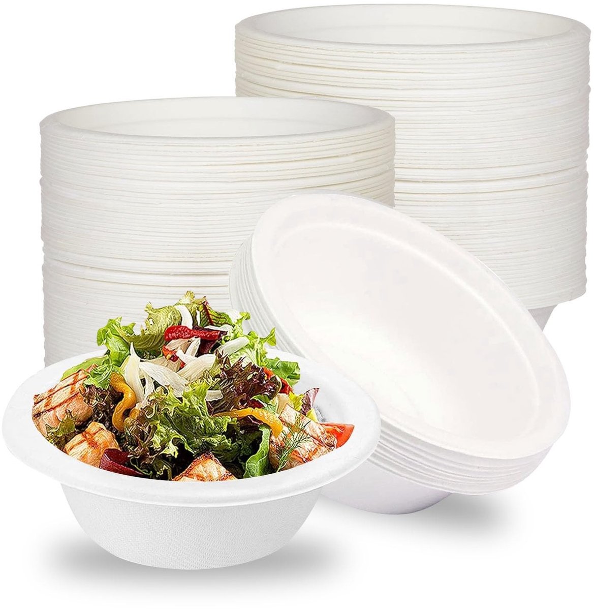 Dailygoods - 100 Stuks Wegwerp Papieren Kommen, Biologisch Afbreekbaar, 350 ml