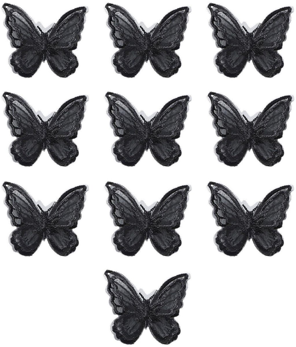 Dailygoods - 10 Stuks Zwarte Geborduurde Haarspelden