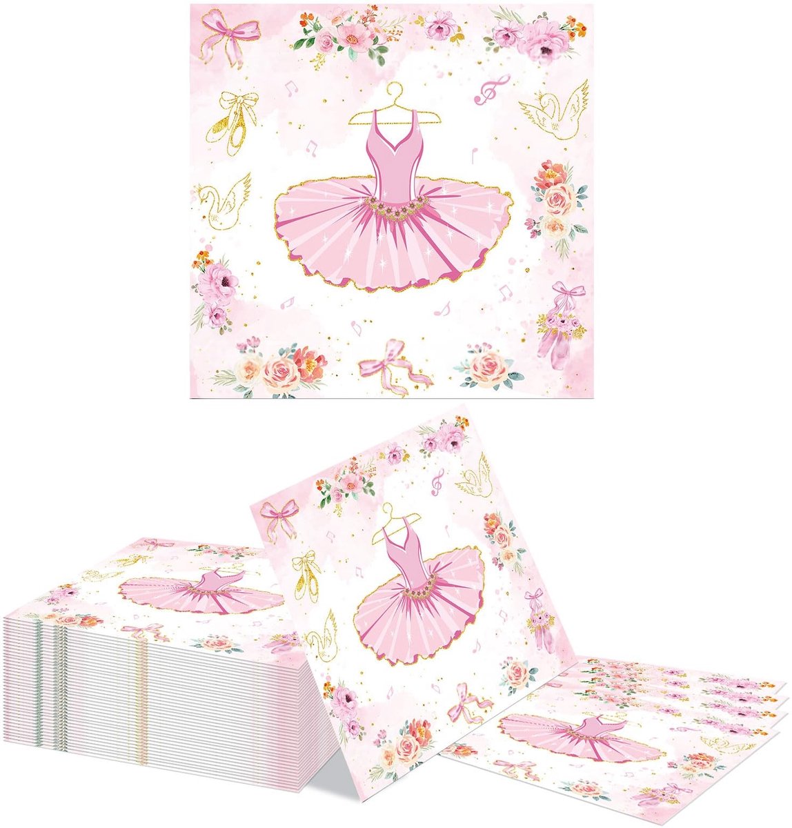 Dailygoods - 40 Rosa Ballerina Servetten voor Feestdecoratie