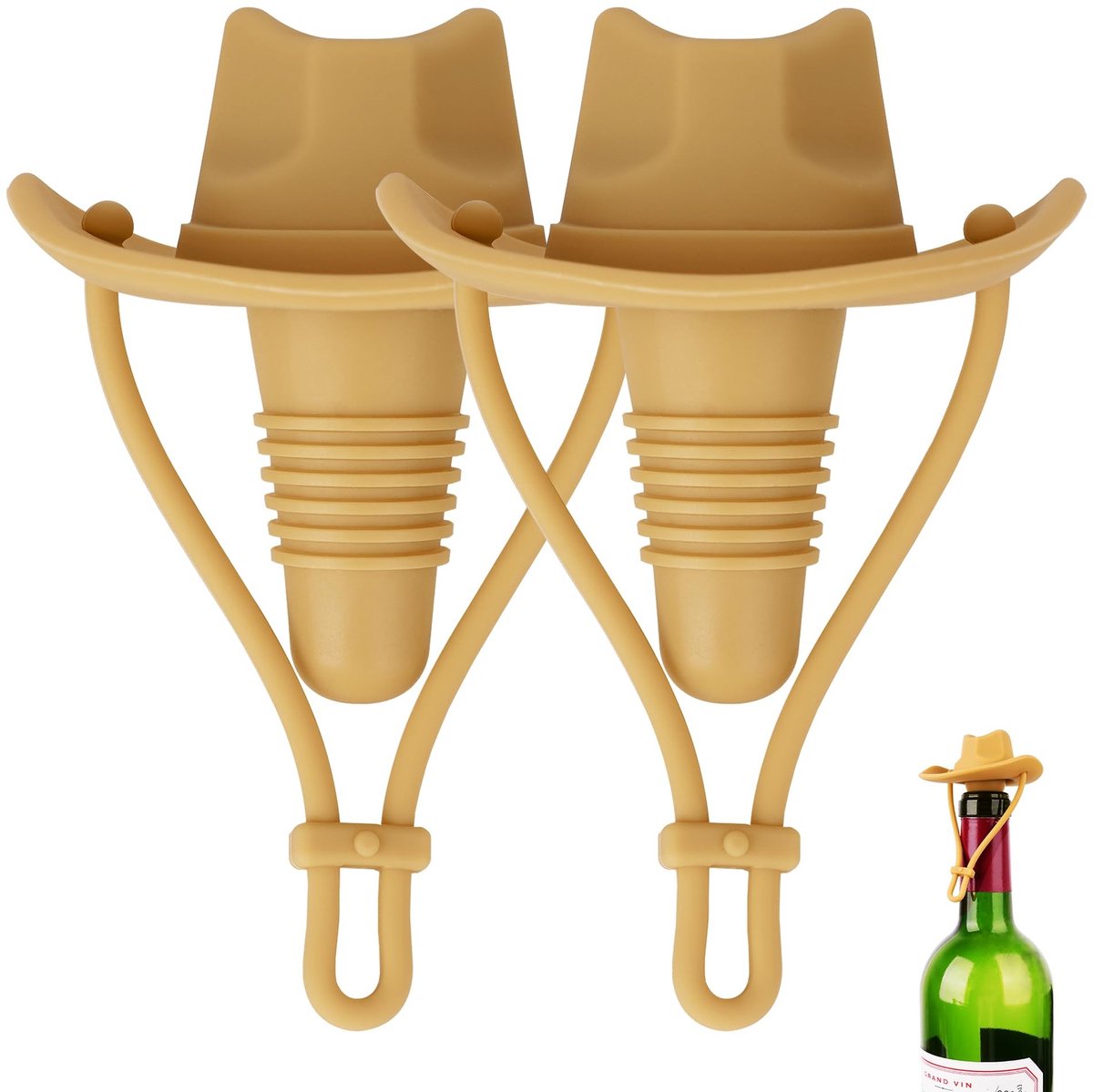 Dailygoods - Set van 2 Siliconen Flessenstoppen in Cowboystijl