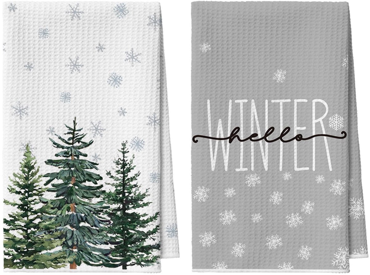 Dailygoods - Set van 2 Microvezel Keukendoeken met Kerstdesign