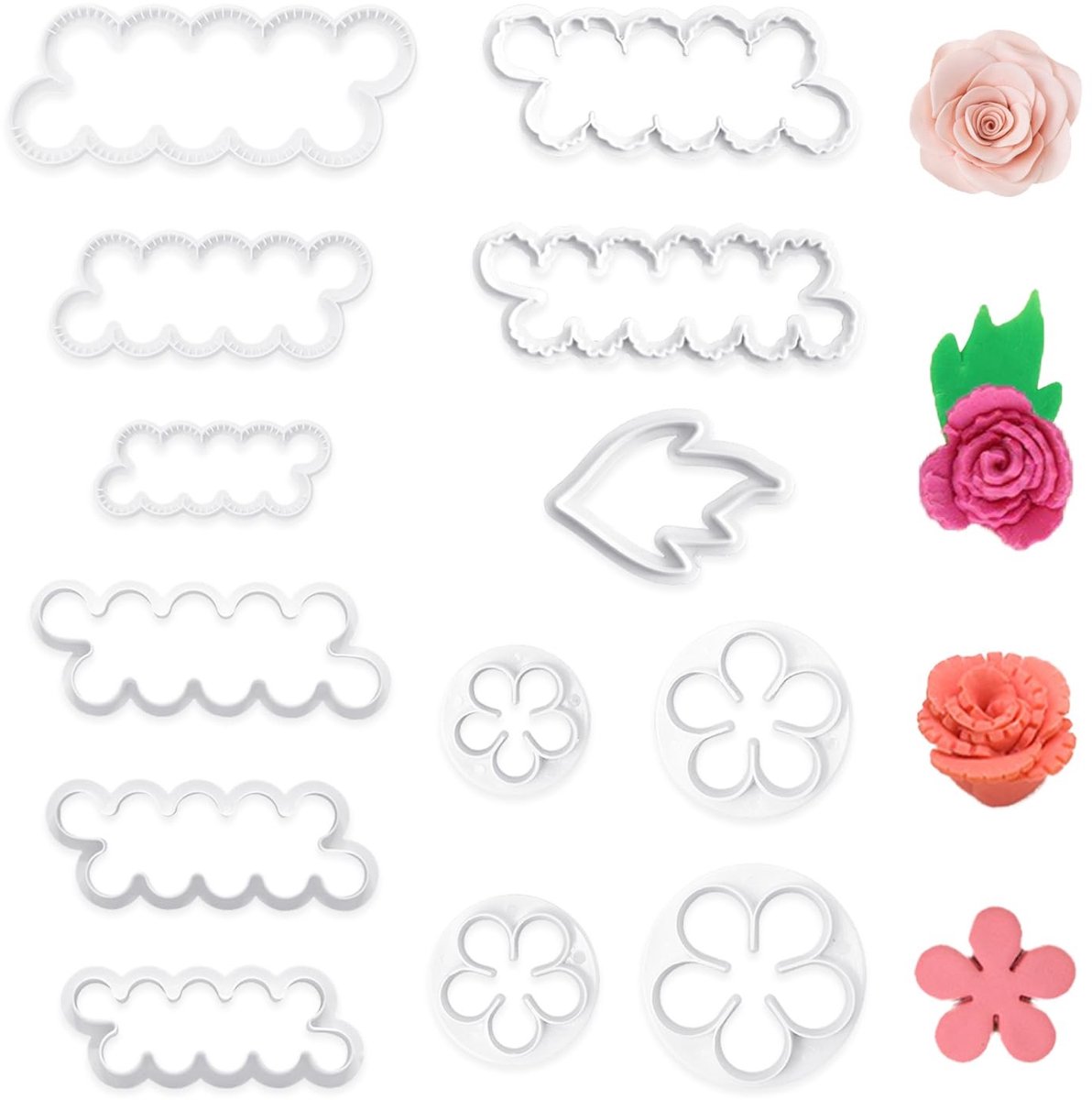 Dailygoods - 13 Stuks Cake Decoratie Gereedschap met Plastic Bloemsnijders