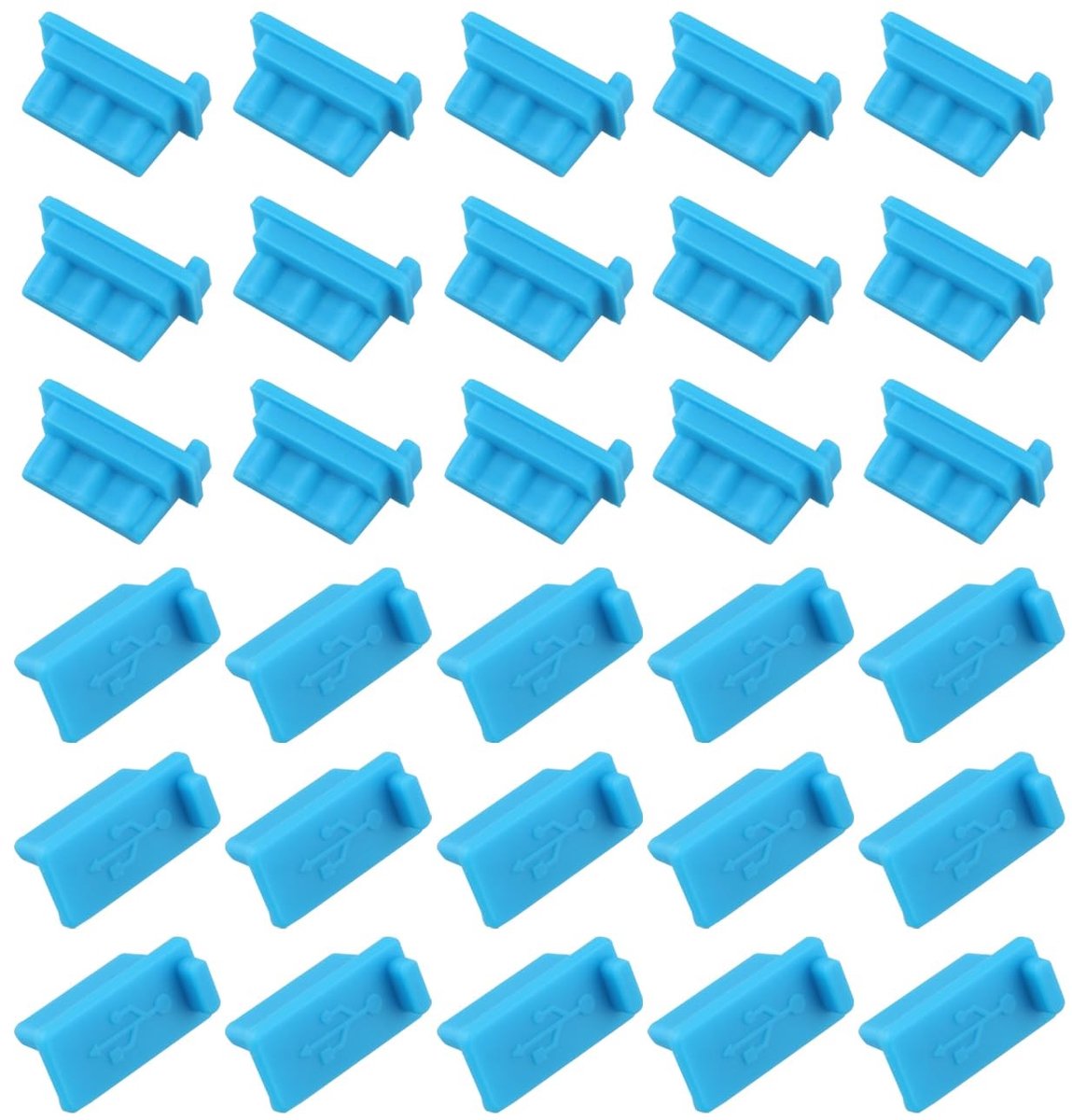 Dailygoods - Set van 30 Siliconen USB Anti-stof Plug Protectors Blauw