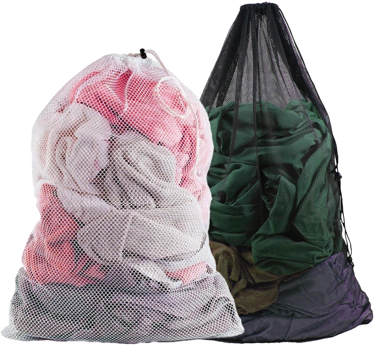 Dailygoods - Set van 2 Grote Wasnetzakken met Trekkoord 70 x 90 cm