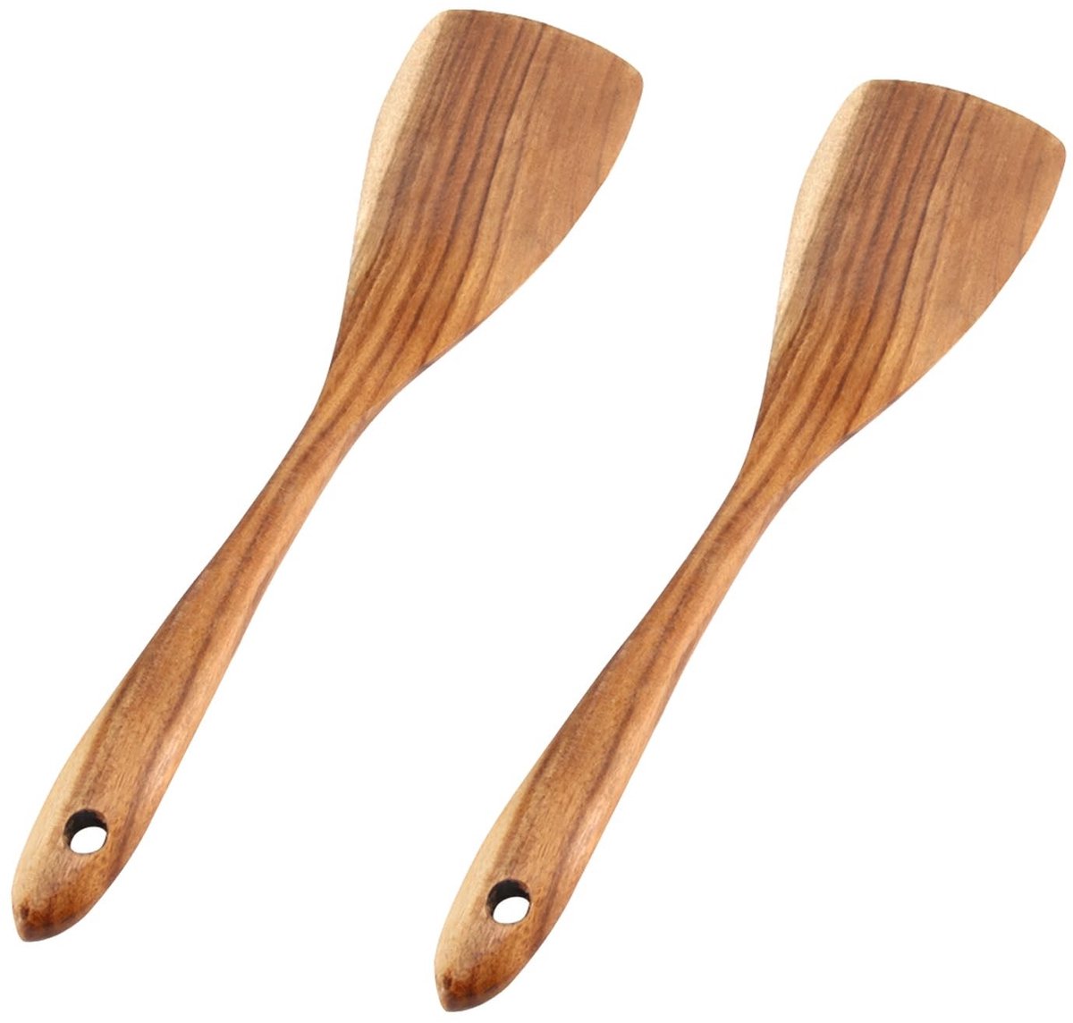 Dailygoods - Houten Kookspatel Set van 2 Natuurlijk Hout