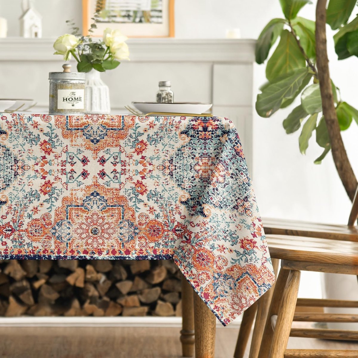Dailygoods - Boho Vintage Geometrisch Tafelkleed 140 x 220 cm met Vlekbescherming