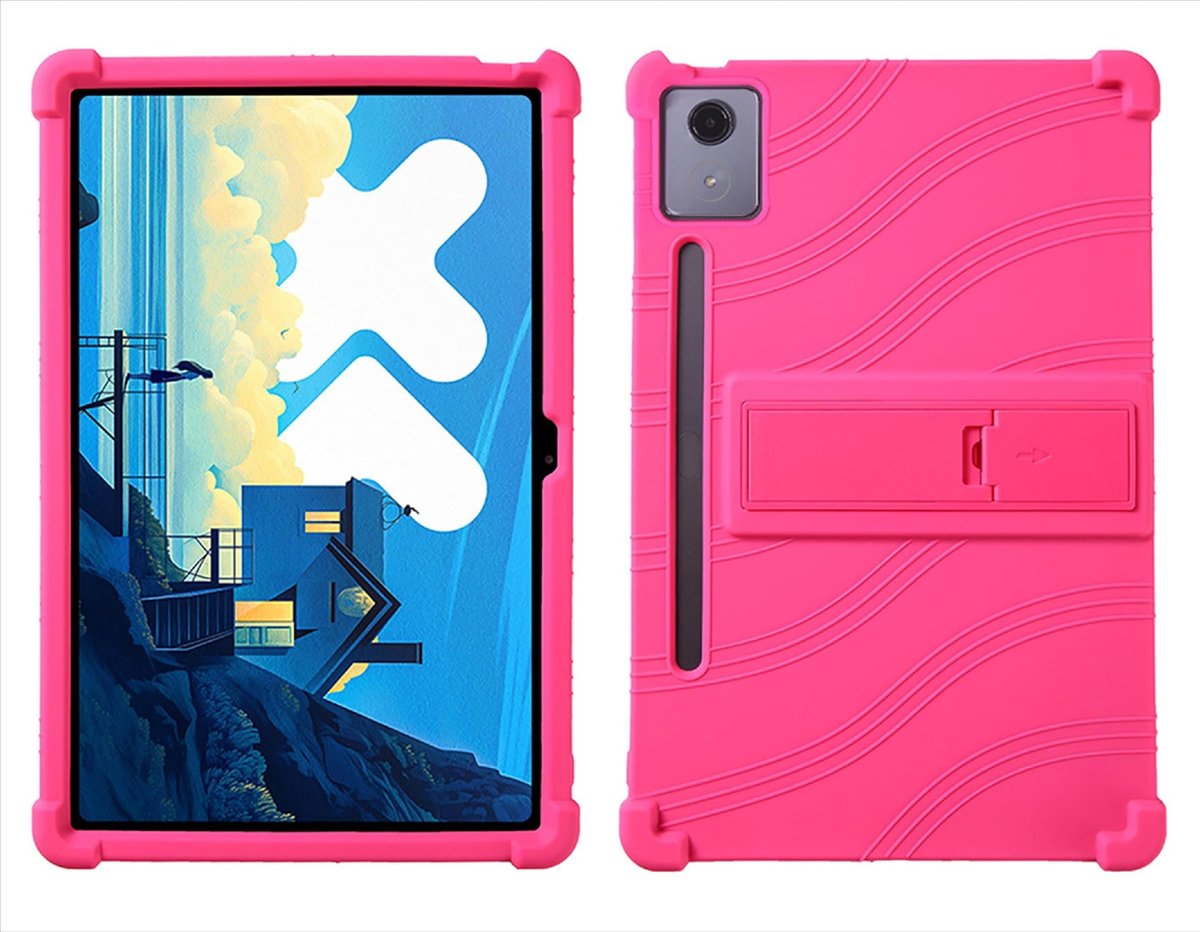 Dailygoods - Beschermhoes met Standaard voor Lenovo Idea Tab Pro 12.7 in Roze