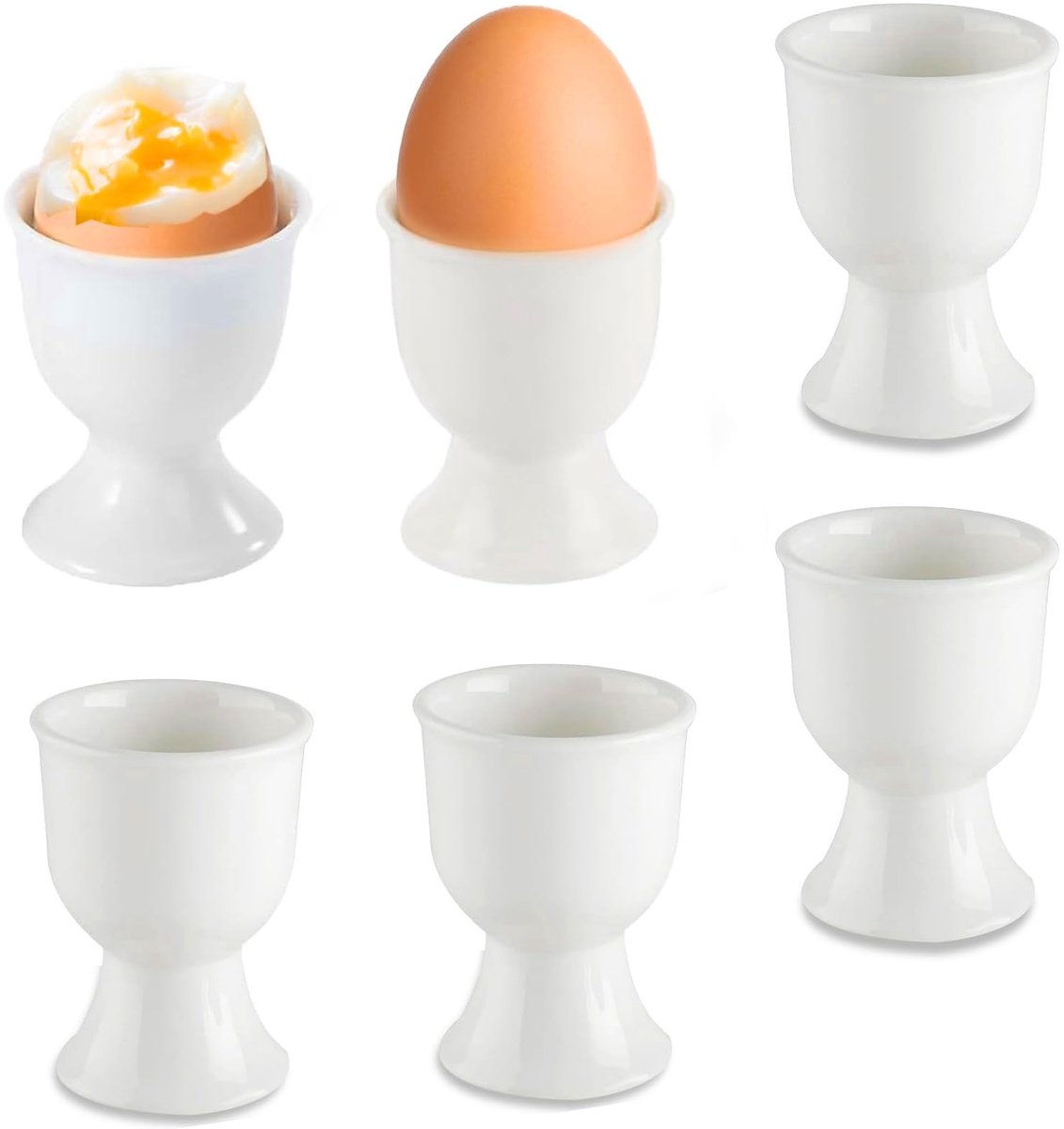 Dailygoods - Set van 6 Porseleinen Eierdopjes voor Ontbijt