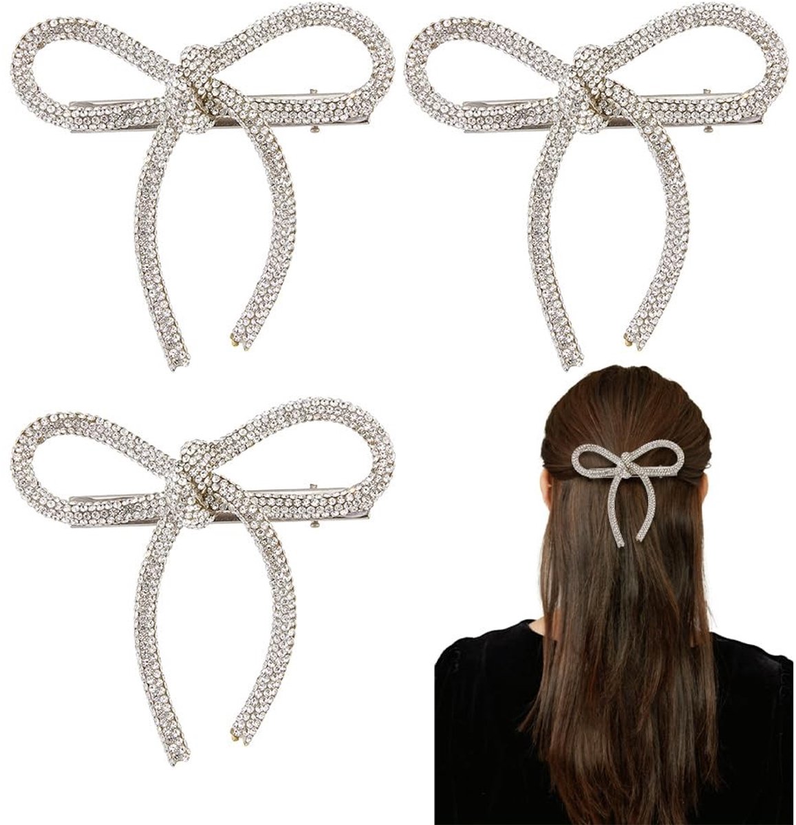 Dailygoods - 4 Stuks Strass Haarspelden voor Dames met Antislip Grip