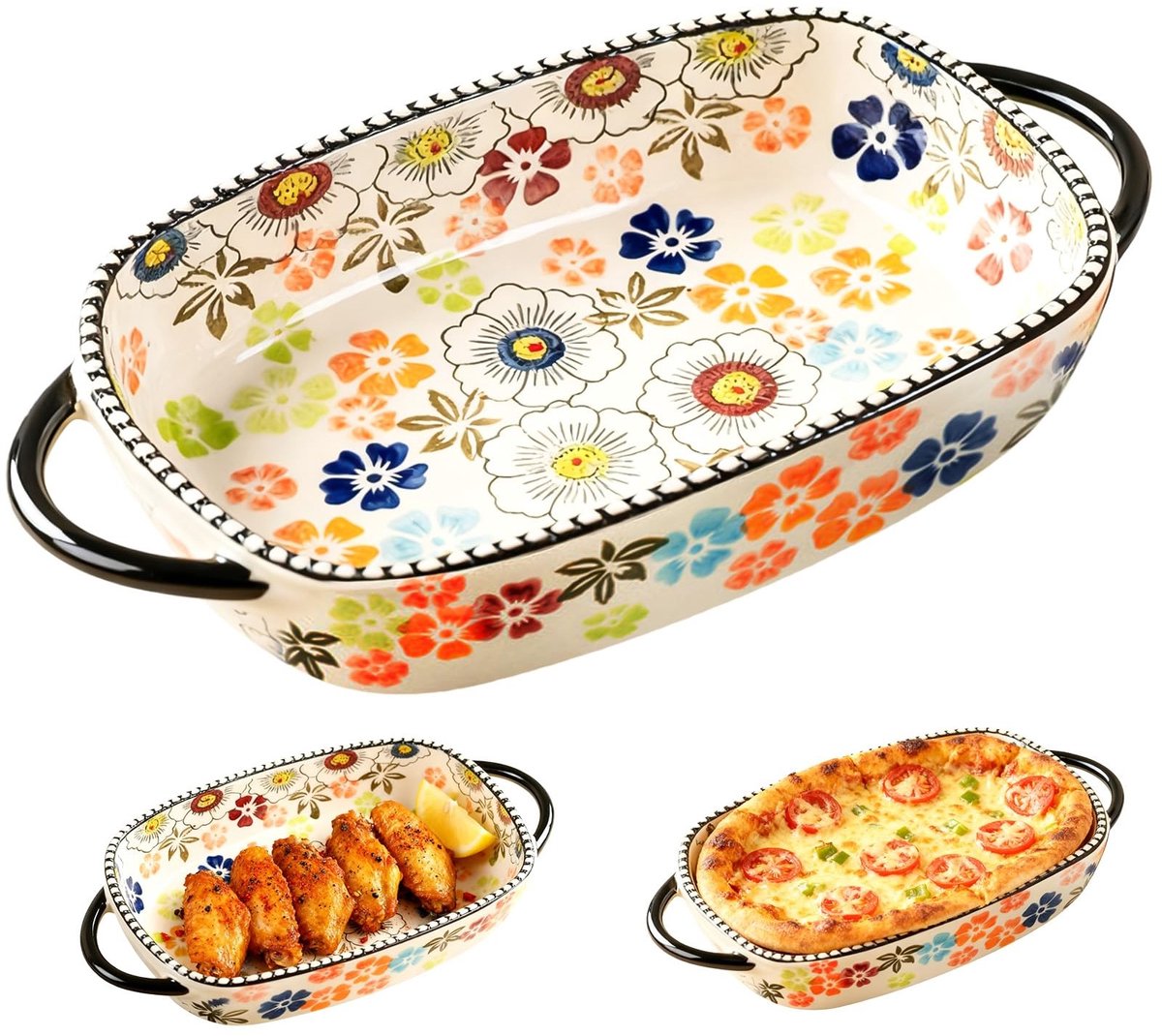 Dailygoods - Keramische Ovenschaal 600 ml met Handgrepen