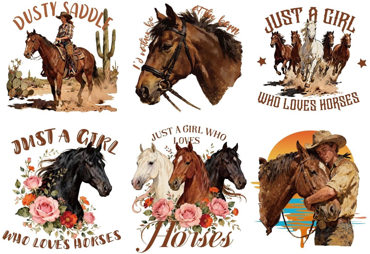 Dailygoods - 6 Stuks Paard Opstrijkbare Transfers voor Kleding