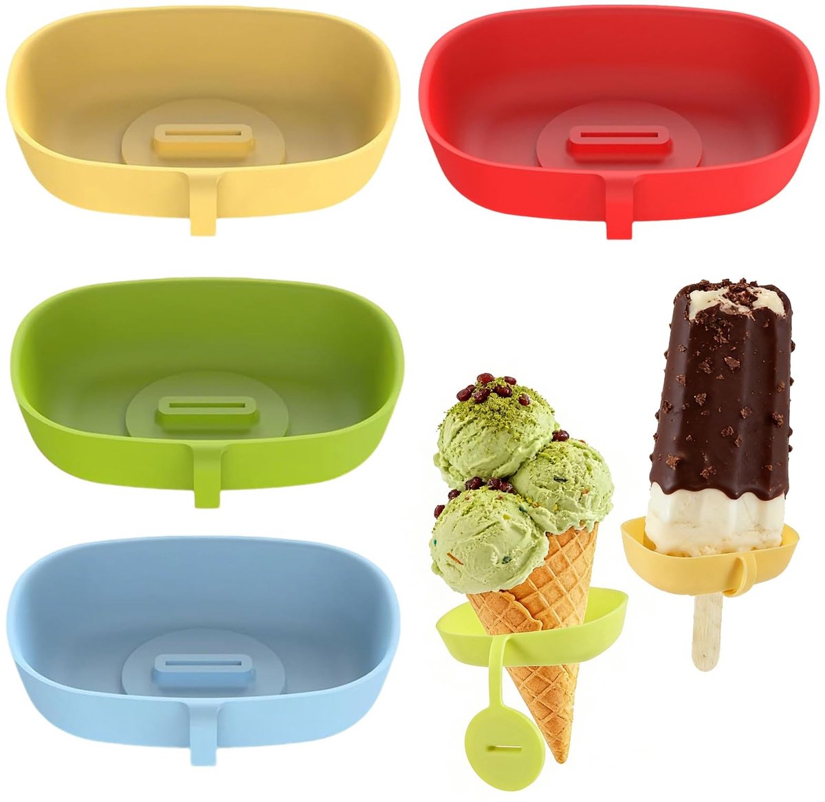 Dailygoods - Set van 4 Herbruikbare IJsvormen voor Kinderen, Drupvrije Ijshouders