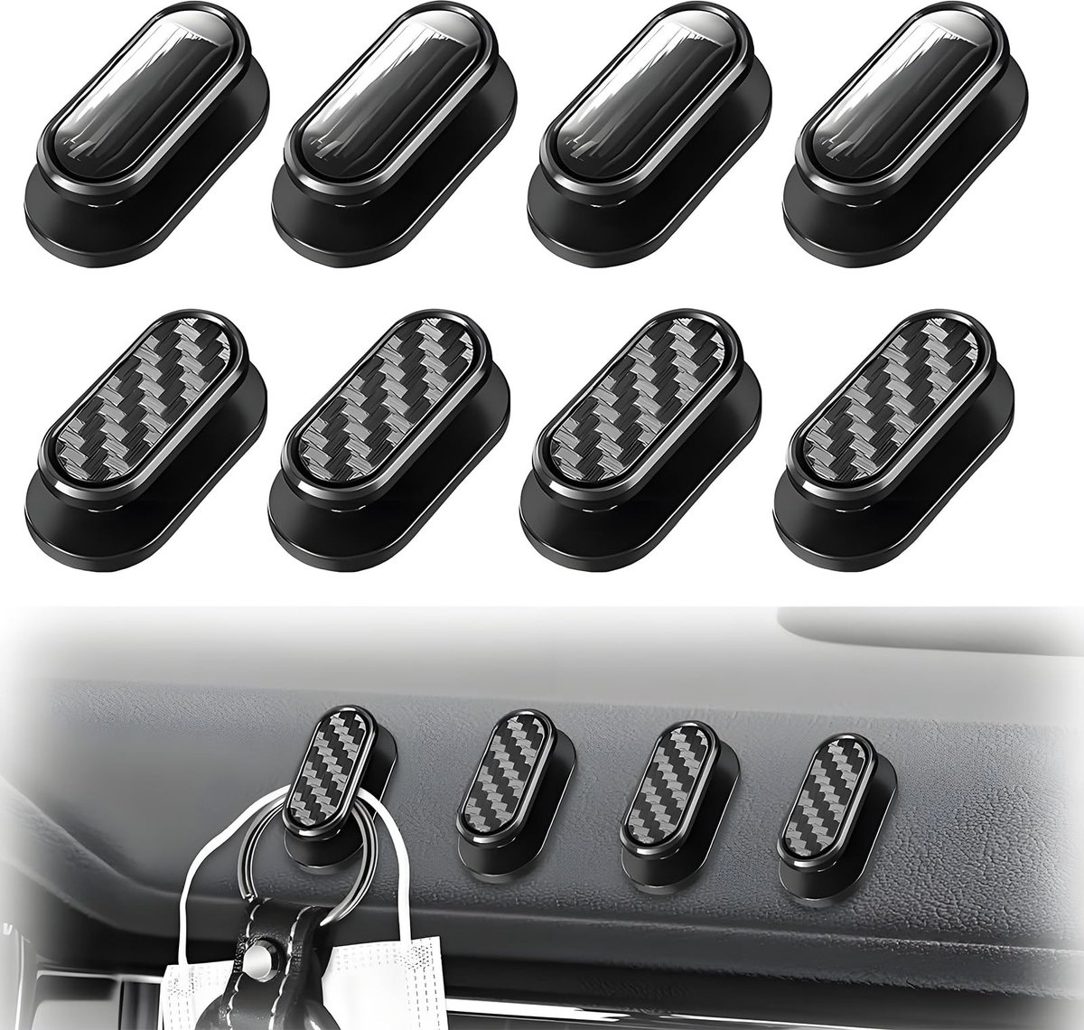 Dailygoods - Innovra - Dailygoods - 8 Stuks Zelfklevende Mini-Autohaken voor Multifunctioneel Gebruik
