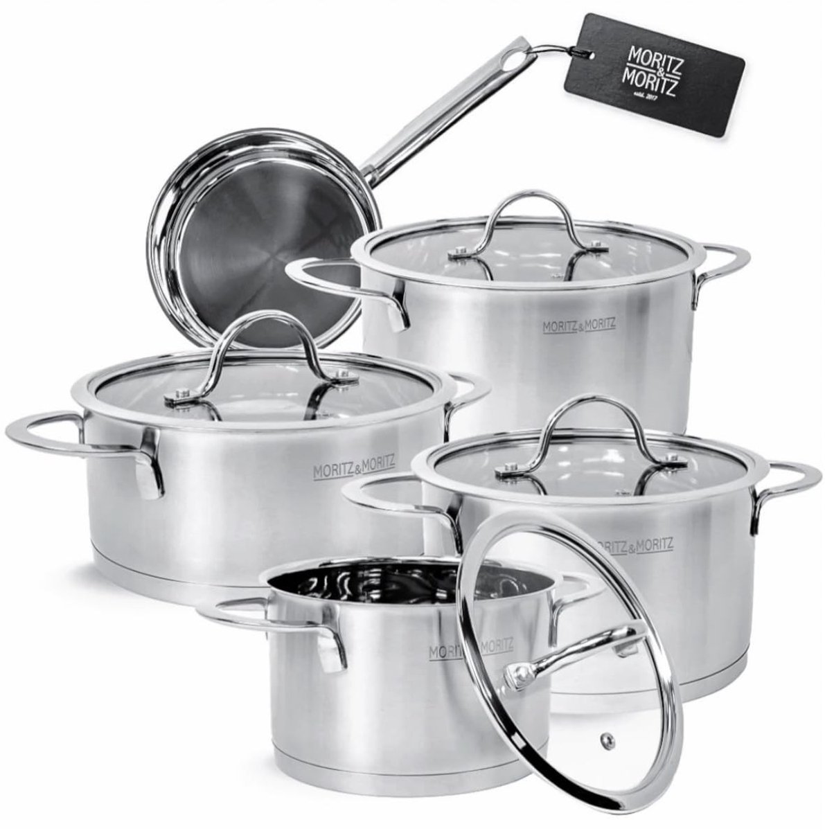 Dailygoods - 5 Delige Pannenset met Glazen Deksels voor Inductie