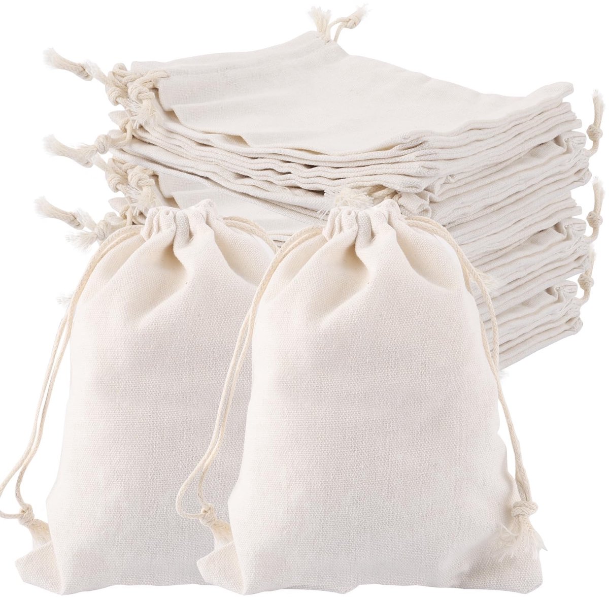 Dailygoods - 50 Stuks Katoenen Zakjes met Trekkoord voor Sieraden en Bruiloften