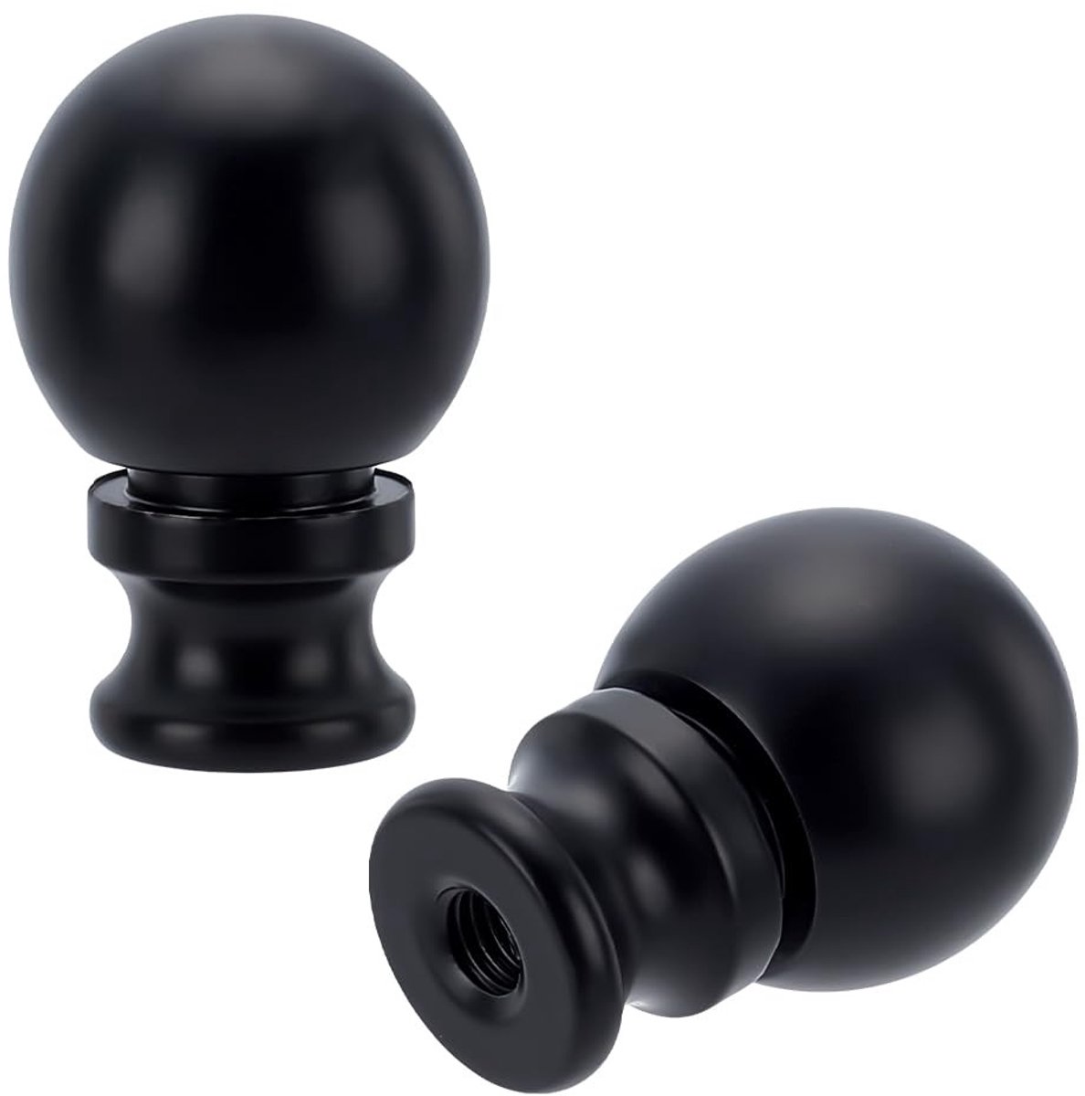 Dailygoods - Set van 2 Zwarte Lampeindstukken met Sferische Knopvorm