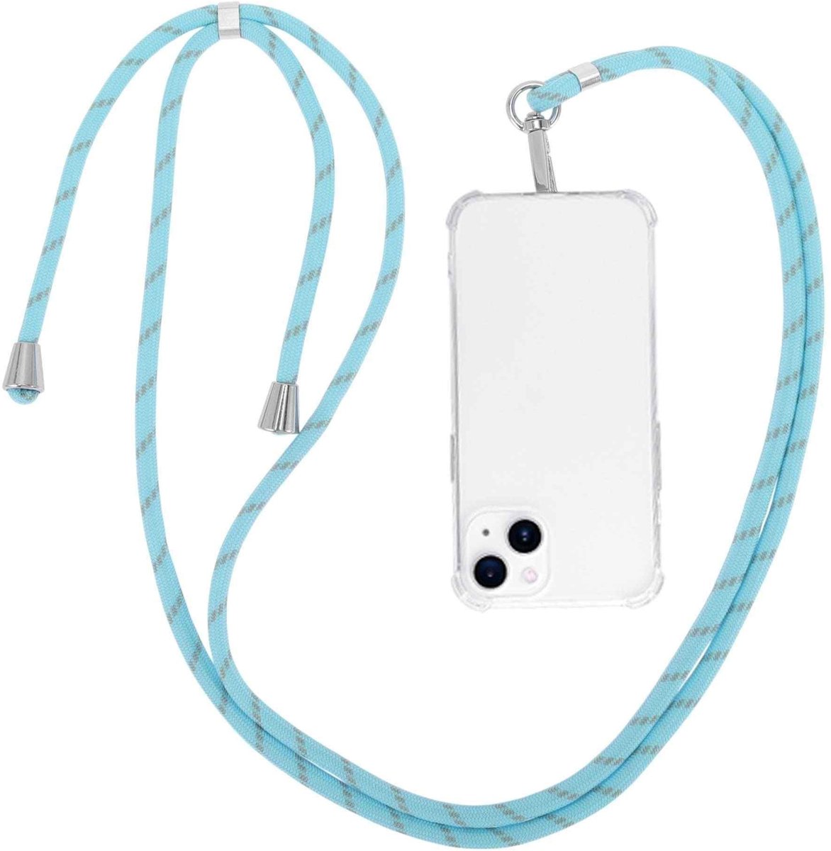 Dailygoods - Telefoonkoord met Universele Patch voor Smartphones, Blauw Grijs