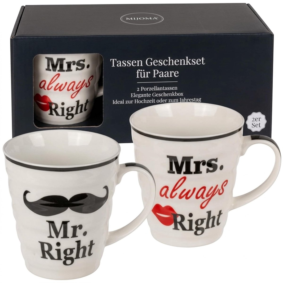 Dailygoods - Set van 2 Grappige Porseleinen Mokken voor Koppels