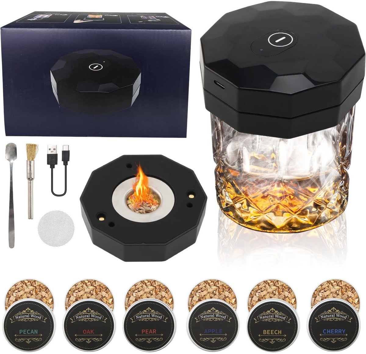 Dailygoods - Elektrische Whisky Smoker Set met Houtchips