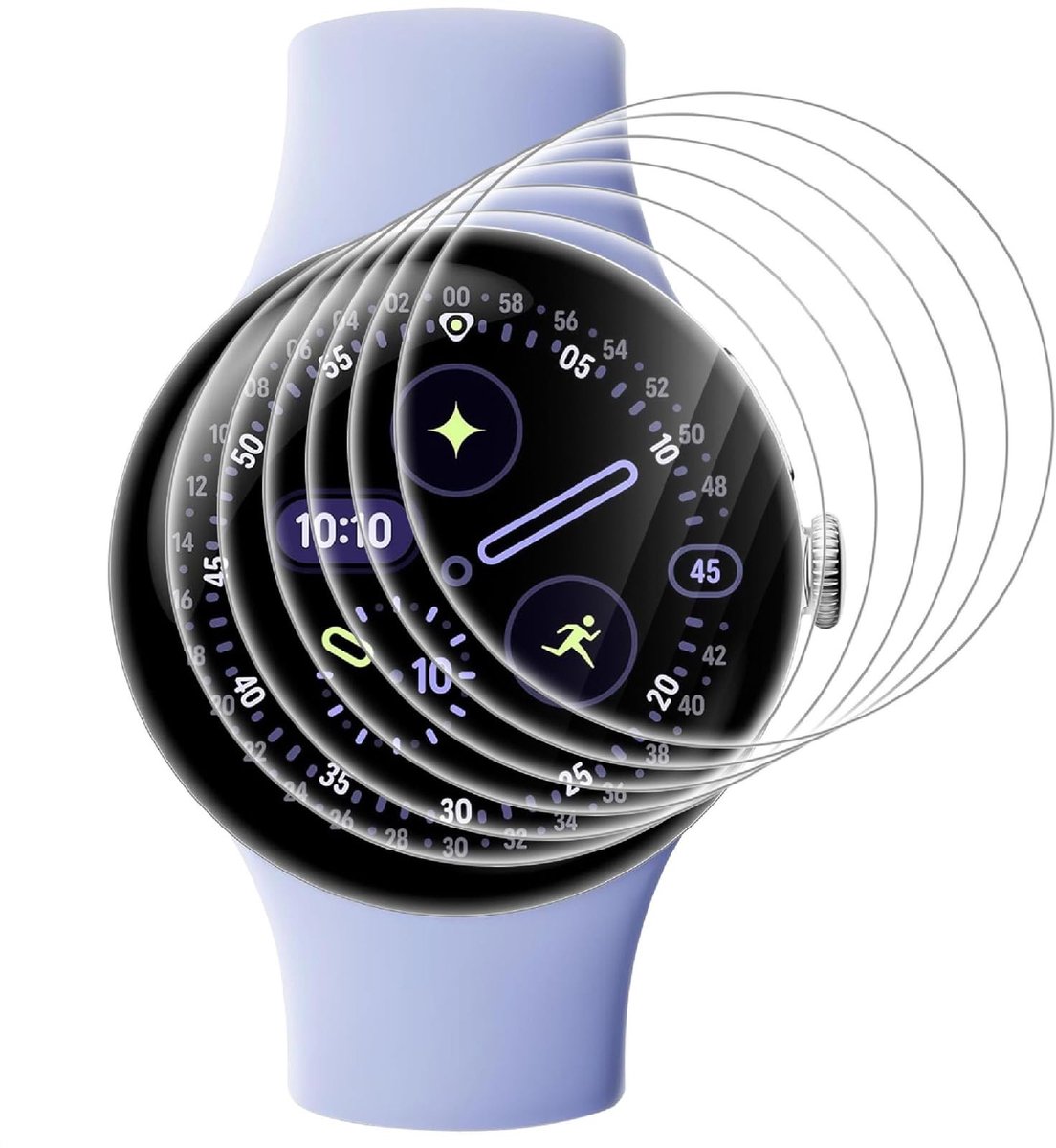 Dailygoods - Displaybeschermfolie voor Google Pixel Watch 4, 6 stuks, HD, TPU