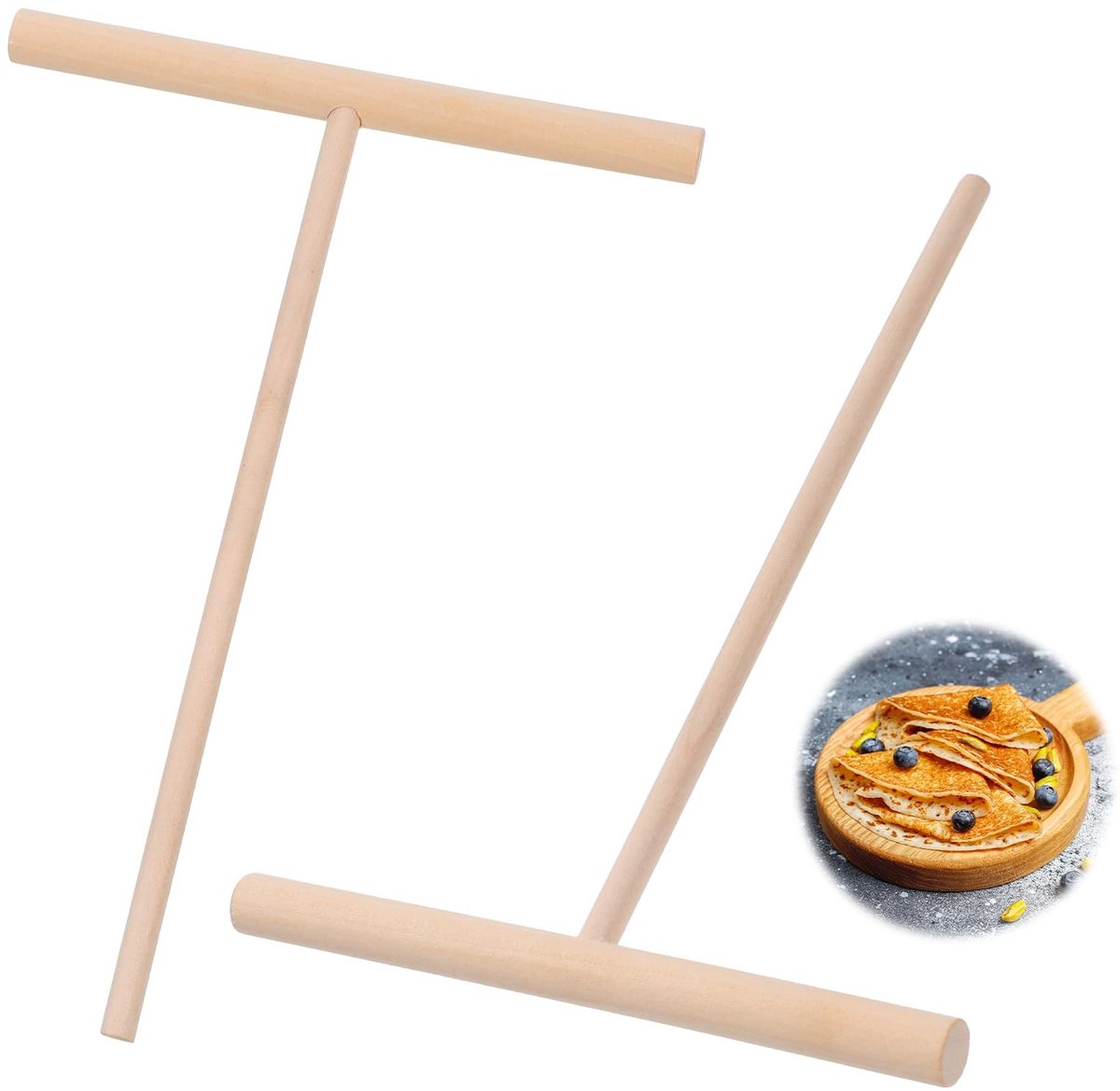 Dailygoods - Set van 2 Houten Pannenkoekendelaars T-Vorm