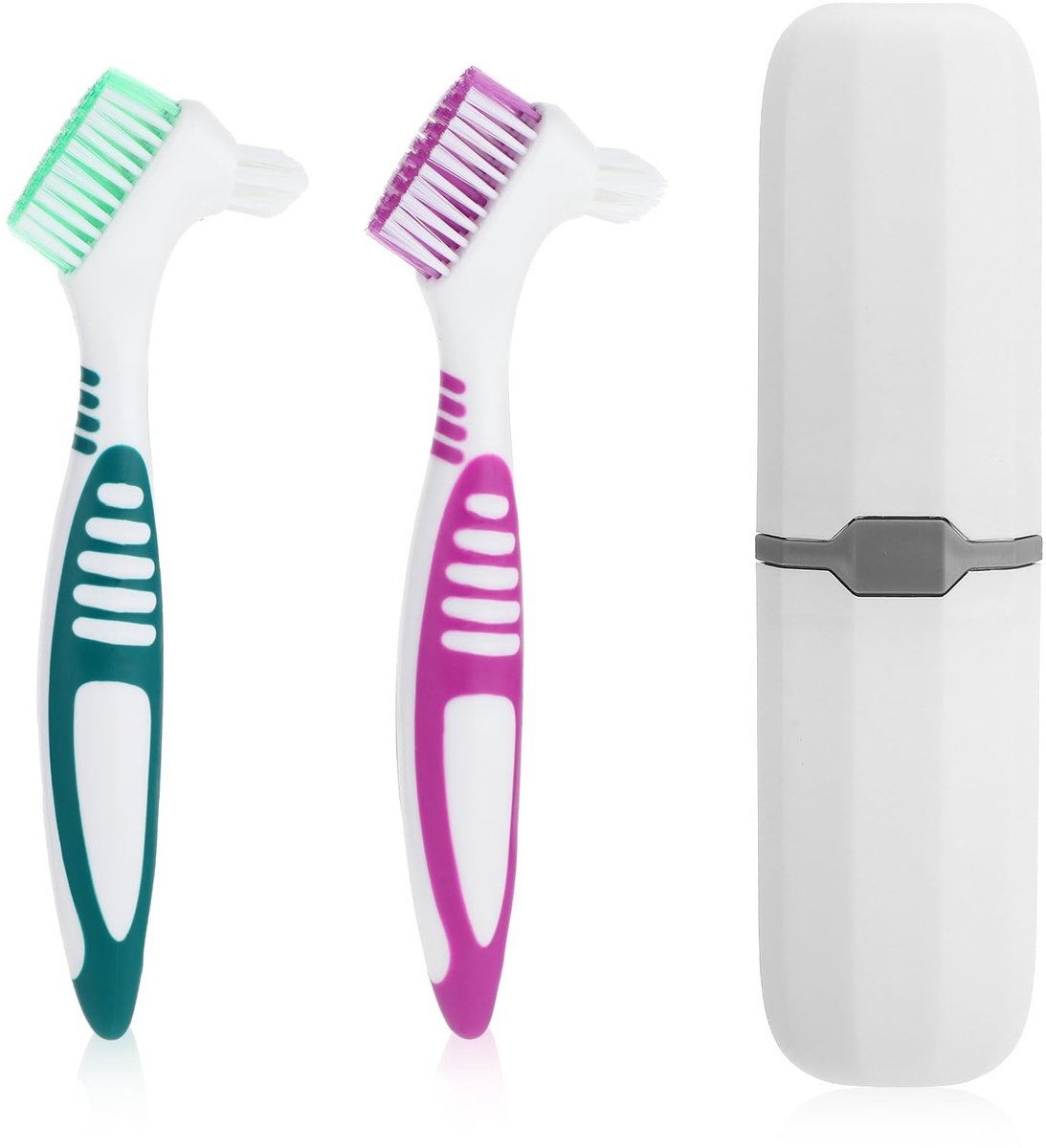 Dailygoods - Set van 2 Reinigingsborstels voor Tandprothesen met Opbergdoos