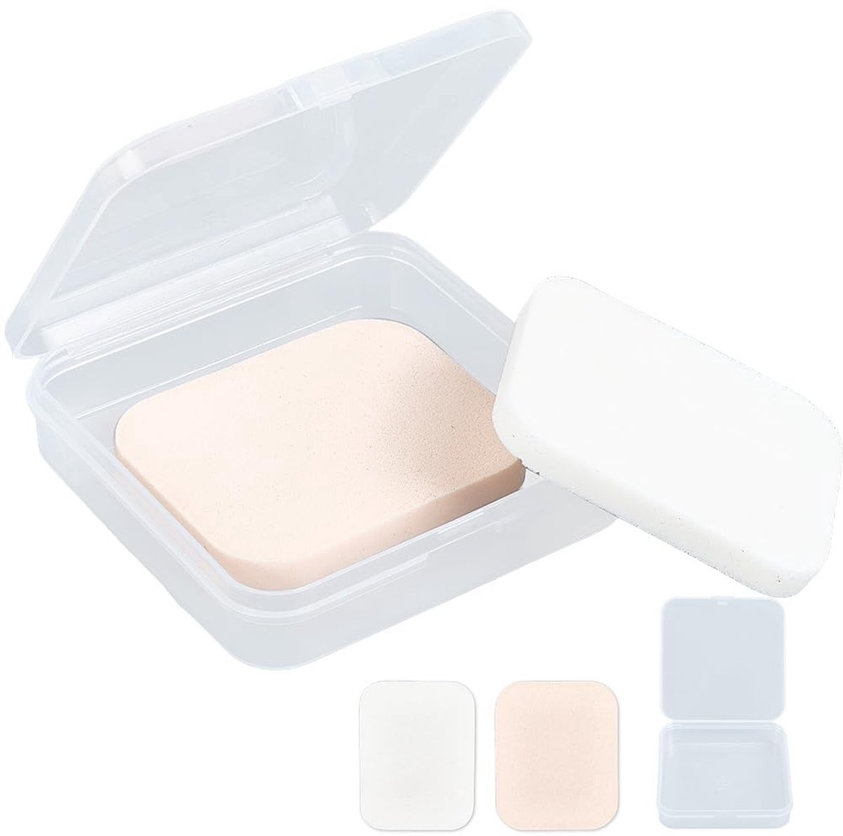 Dailygoods - Set van 2 Vierkante Make-upsponsen met Reisetui
