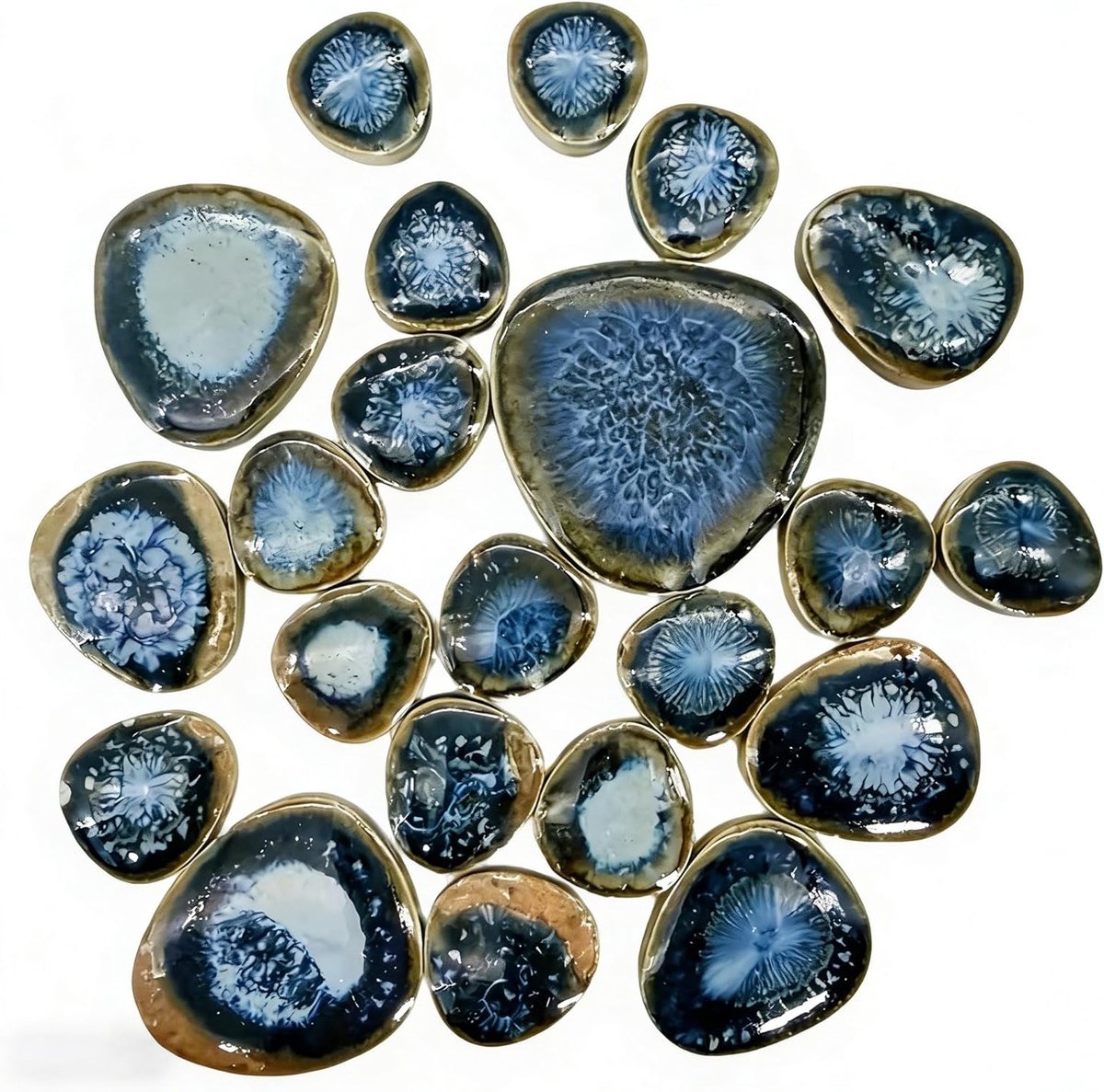 Irreguliere Blauwe Keramische Mozaïektegels 100g voor DIY Projecten, Bloempotten, Vazen en Fotolijsten