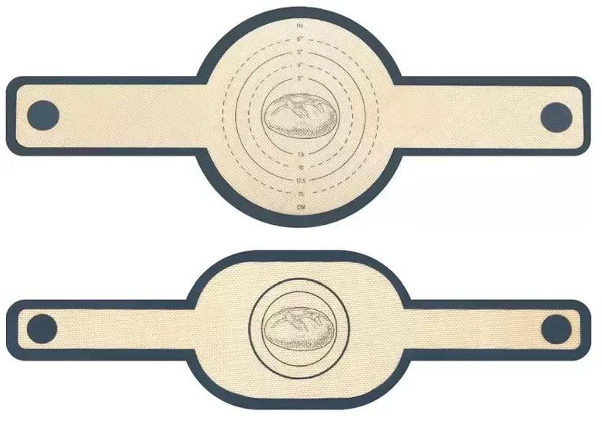 ZYLARO Siliconen Bakmat - 2 Stuks Bakmat Voor Nederlandse Oven - Rond en ovaal - vaatwasserbestendig - Lange Handvatten Deeg Mat - sling bakmat - Voor Airfryer, Oven En Magnetron - grijs