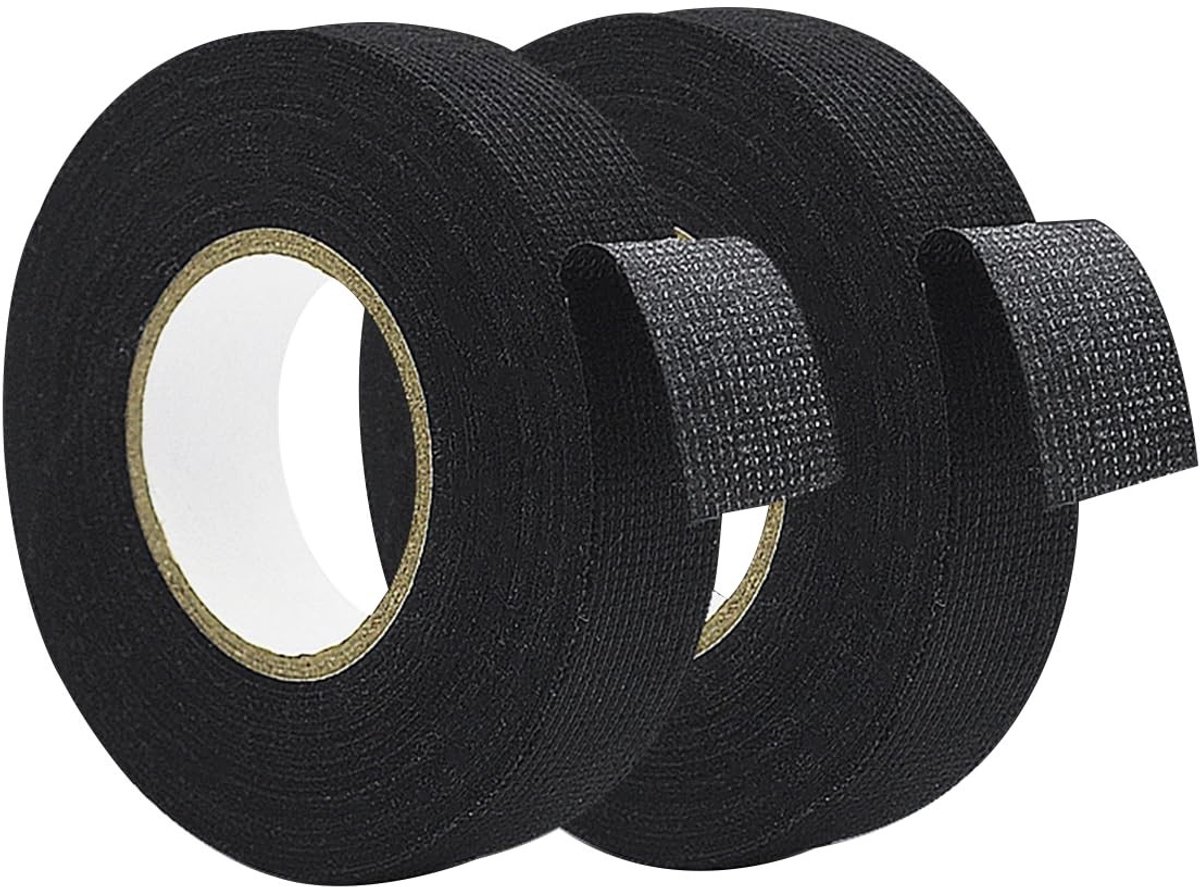 2 Rollen Zwarte Auto Wrapping Tape, 9mm x 15m Isolatietape voor Kabelbescherming, Bundelen en Bevestigen van Draadjes