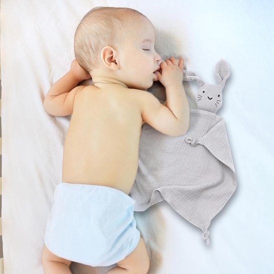 Konijntje Knuffel - Veiligheidsdeken Deken - Kalmeren Baby - Biologisch Katoen - 30x30 cm - Wit — afbeelding 2