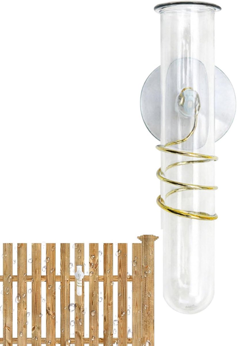 Regenmeter Buiten - Neerslagmeter Tuin - Tuinonderhoud Water - Vorstbestendig Gietijzer - 15.3 cm Hoog - Transparant