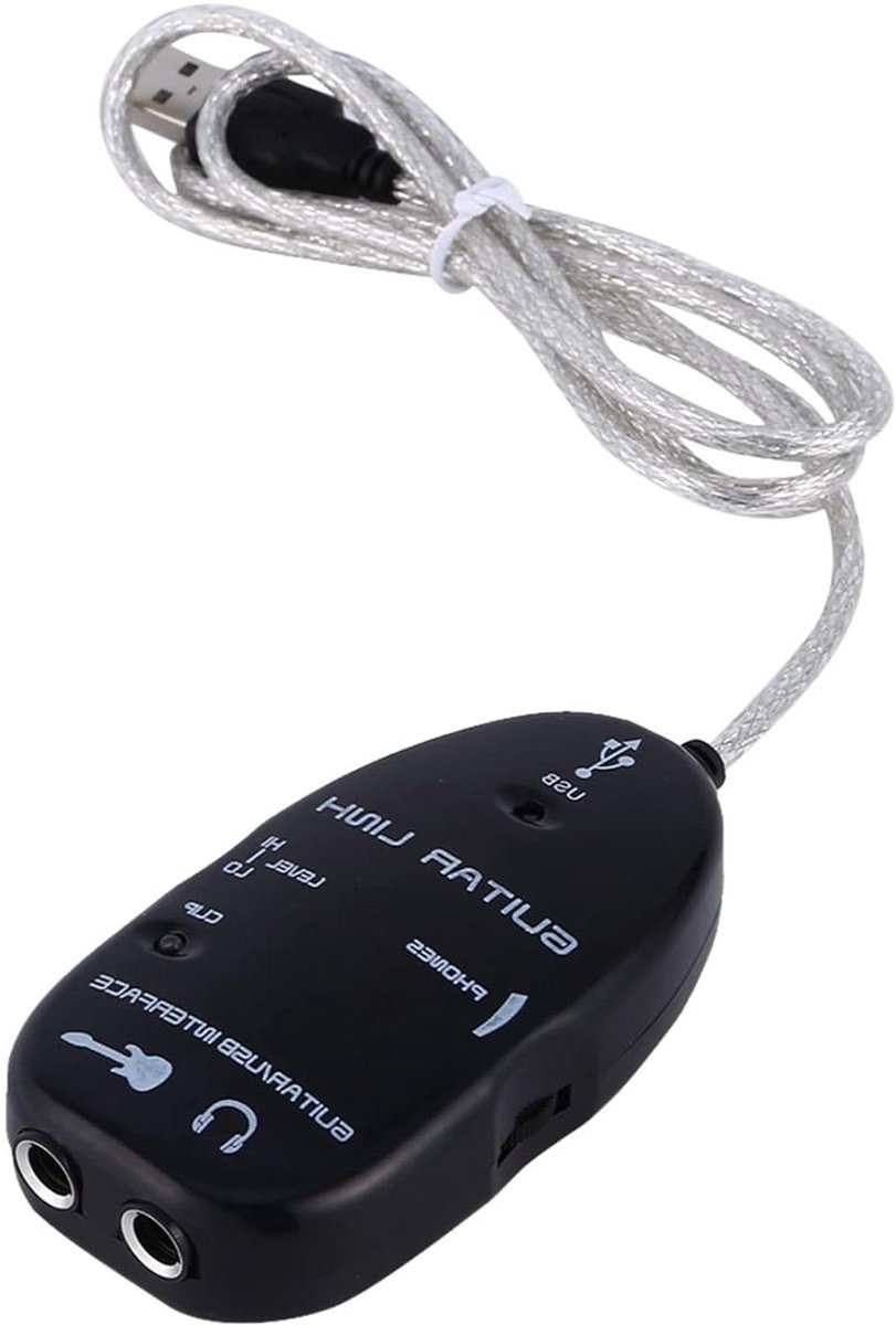 Gitaarkabel Interface - Link Adapter - Muziek Opnemen - Plug and Play - 16 Bit 48 kHz - Zwart