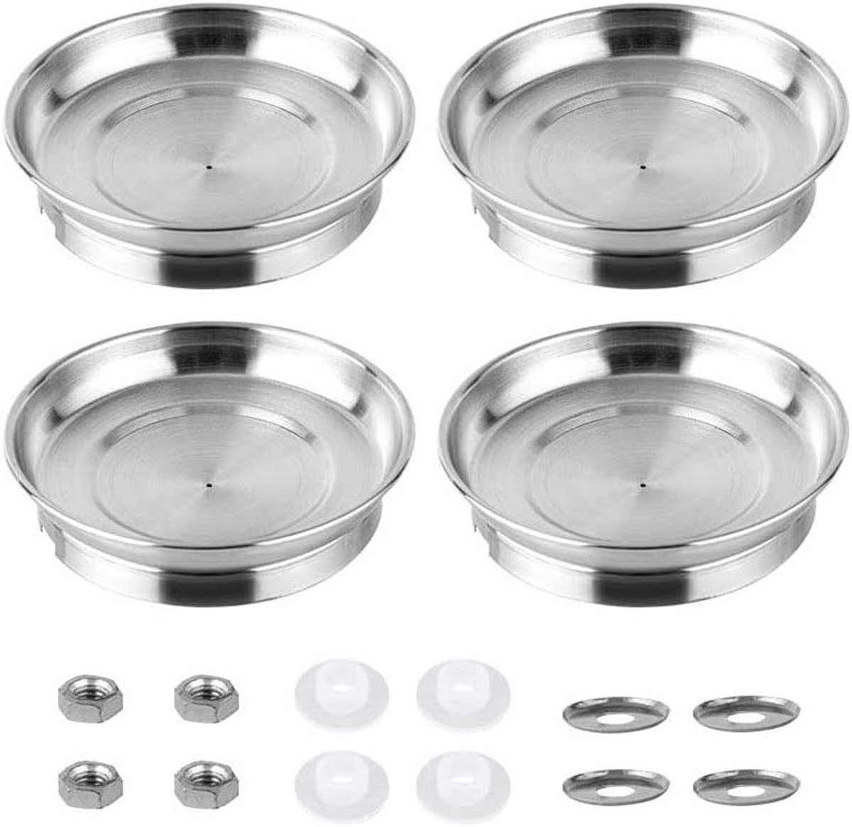 Dekselknoppen Set - Potgrepen - Keuken Reparatie - Hittebestendig Metaal - 4 stuks - Zilver