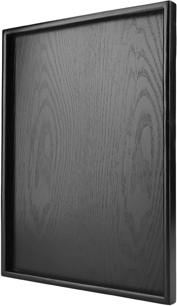 Houten Thee- en Koffietray in Zwart, Rechthoekig, Ideaal voor Snacks en Maaltijden, 40 x 30 cm (35 x 24 cm)
