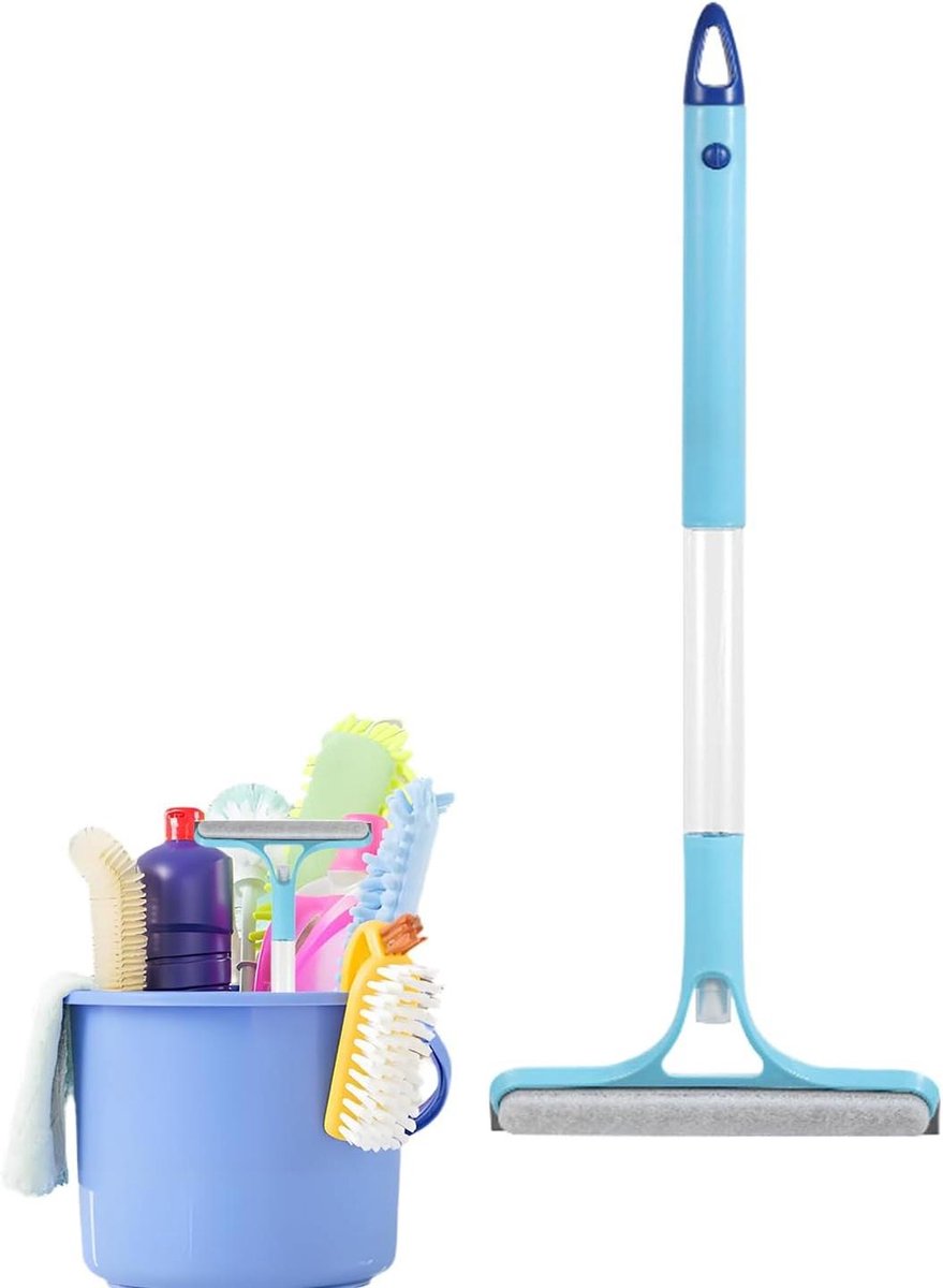 Robuuste Schraper - Reinigingsapparaat - Spiegels Reinigen - Met Sproeifunctie - 58 x 21.5 cm - Blauw