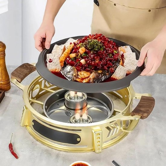Multifunctionele Koekenpan - Bakplaat met handgrepen - Buiten koken - Gesplitst ontwerp - 30 cm - Grijs — afbeelding 5