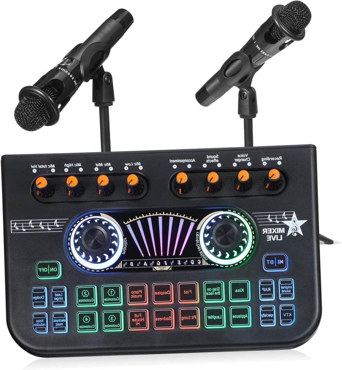 Audio Mixer Set - Live Sound Card - Podcast Streaming - Dubbele Microfoons - 44 x 31 x 8 cm