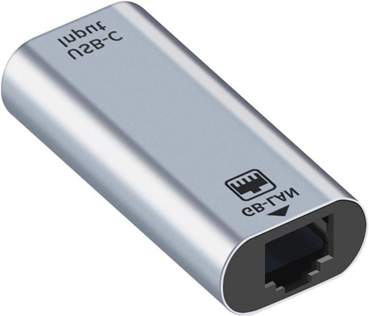 ZEZEFUFU USB C Netwerkadapter, USB C naar RJ45 Vrouwelijke Gigabit Ethernet LAN Netwerkadapter Ondersteuning 10/100/1000 Mbps voor MacBook Pro