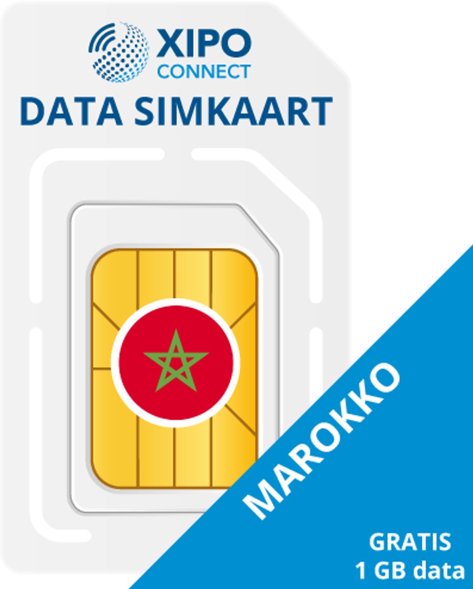XIPO CONNECT - Data Simkaart Marokko - 1 GB Data - 365 dagen geldig tot onbeperkt houdbaar
