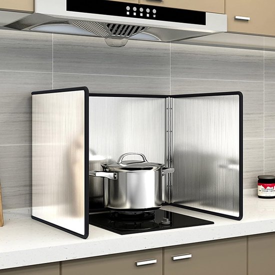 Opvouwbare spatbescherming - Keuken spatscherm - Koken zonder knoeien - Roestvrij staal - 30x40x40cm - Zilver — afbeelding 2