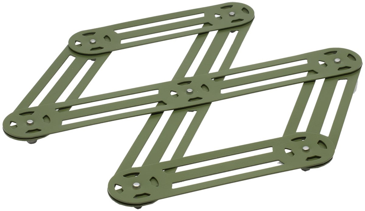 Onderzetter voor Pannen en Ovenschalen - Uitschuifbaar - RVS - Vintage - Khaki Groen - 25.5 X 11,8 X 1,8 cm