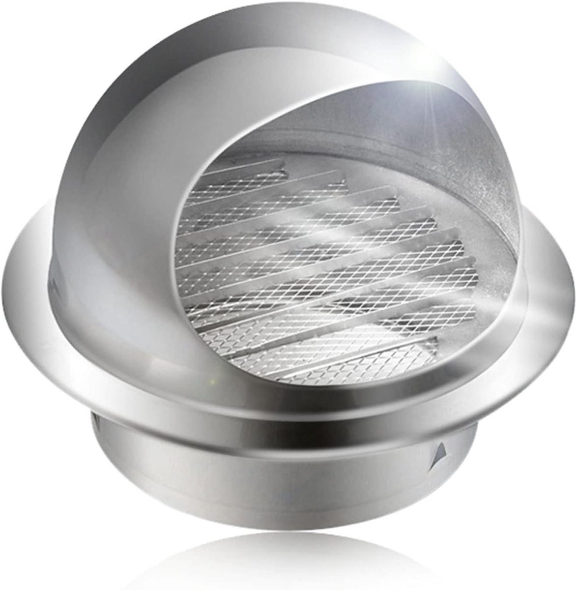 Ventilatiekap Roestvrijstaal - Wandafzuigkap Lamellen - Frisse Lucht - Met Ingebouwd Gaas - 200 Mm - Zilverkleurig
