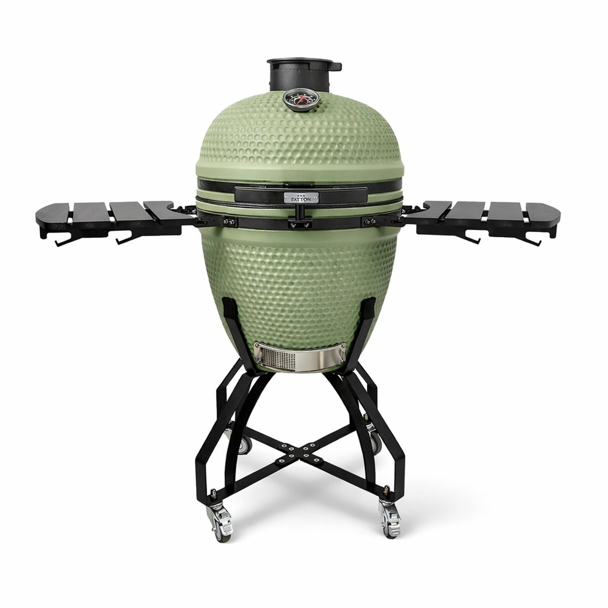 Patton Premium Large 21" Kamado met Onderstel en Zijtafels - Rooster Ø47 cm - Olijfgroen