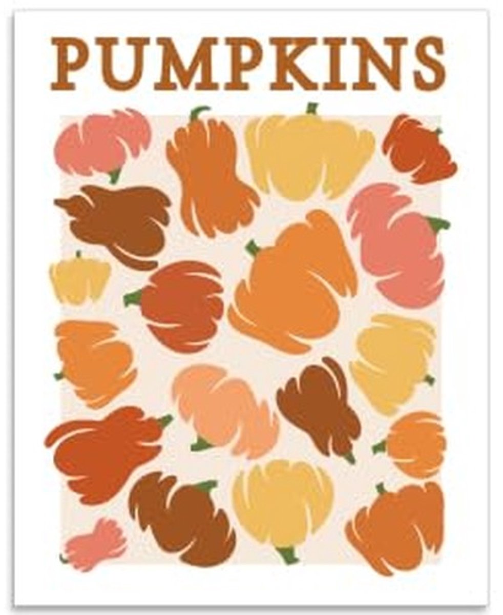 Dailygoods - Dailygoody - Abstracte Herfst Muurkunst - Vintage Pompoen Poster - Ivoor - Thuis Decoratie - Kleurrijke Achtergrond - Geschikt voor Thanksgiving - For...