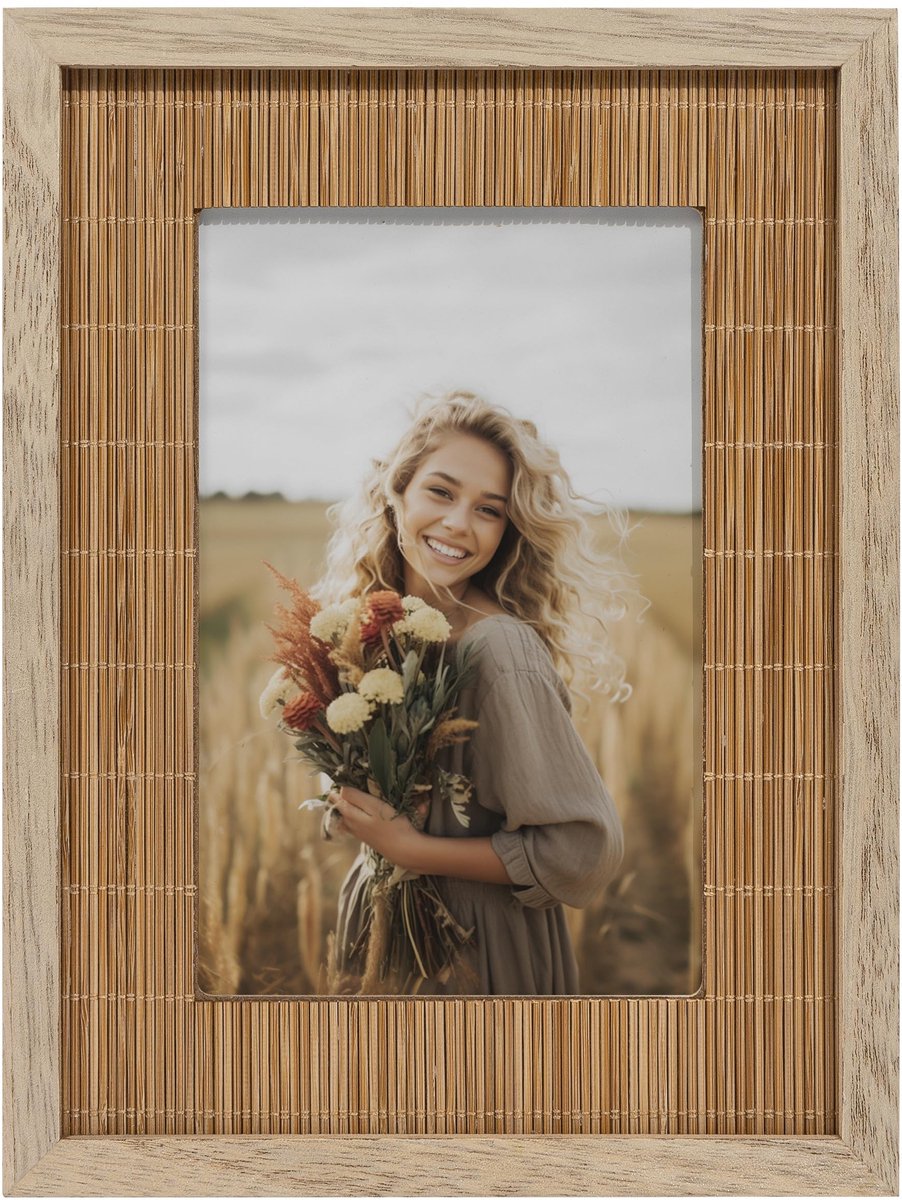 Dailygoods - Dailygoody - Boho Fotolijst - Natuurlijk bamboe - Decoratieve wand- en tafelversiering - 10x15 cm - Cadeau voor elke gelegenheid - Geschikt voor famil