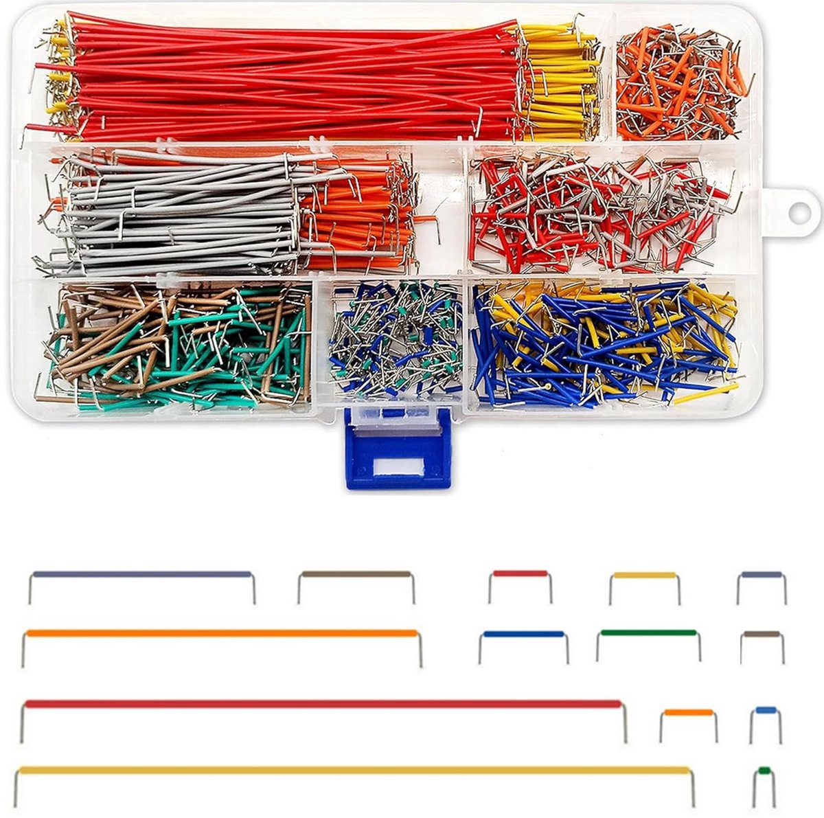 Dailygoods - Dailygoody - Breadboard Jumper Kabel Set - Flexibel - 840 Stuks - U-vorm - Verbindingslijn Kabel - Voor Circuitsolderen - 14 Lengtes