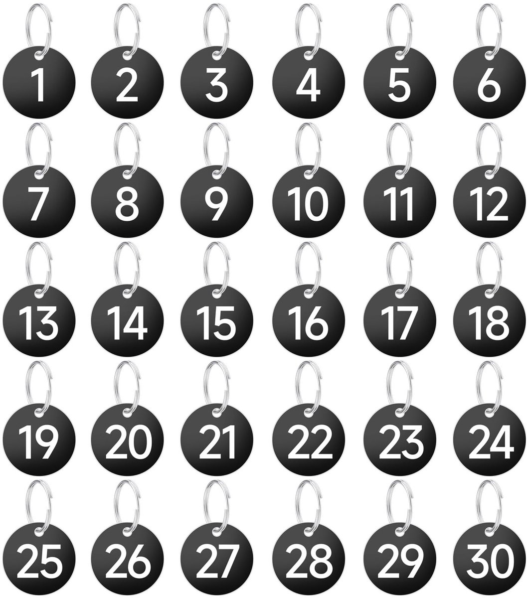 Dailygoods - Dailygoody - Nummerplaten - Sleutelhangers - Praktisch en duurzaam - Zwart - Etiketten voor kluisjes - Ideaal voor slaapzalen en kasten